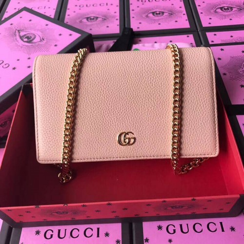 Borsa a tracolla in pelle di vitello originale Gucci GG Marmont 497985 Nude