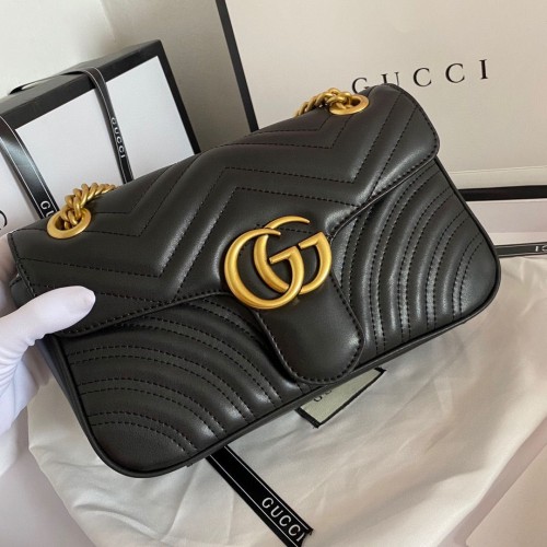 Borsa a tracolla Gucci GG Marmont Original in pelle matelasse 443497 Nera