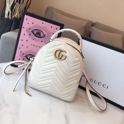 Zaino in pelle trapuntata Gucci GG Marmont 476671 bianco