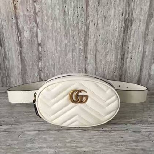 Borsa in pelle trapuntata Gucci GG Marmont 476434 bianca
