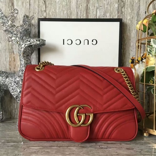 Borsa a tracolla in velluto Gucci GG Marmont 443496A rossa