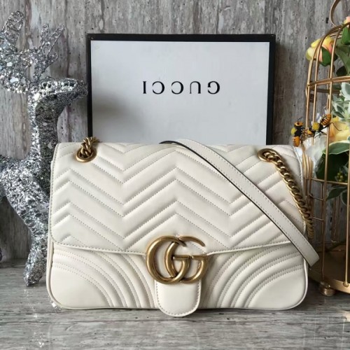 Borsa a tracolla in velluto Gucci GG Marmont 443496A bianca