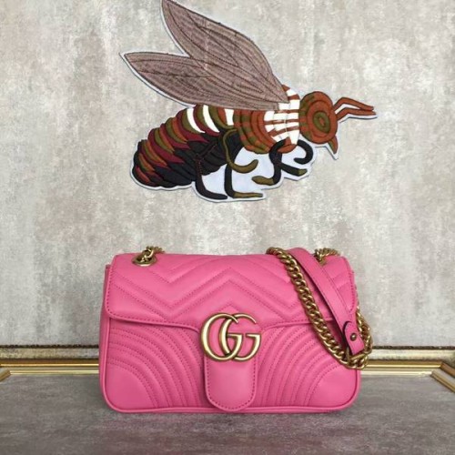 Borsa a tracolla Gucci GG Marmont Sheenskin 443497A Rosa