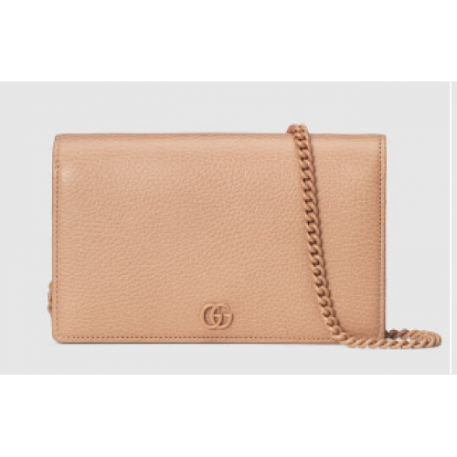 Portafoglio con catena Gucci GG Marmont 497985 Rosa beige
