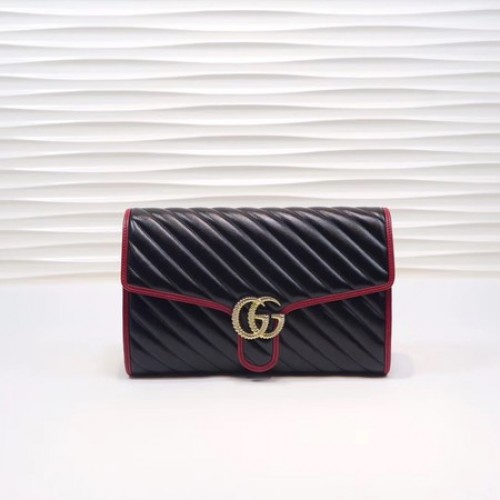 Pochette Gucci GG Marmont 498079 nera&rossa