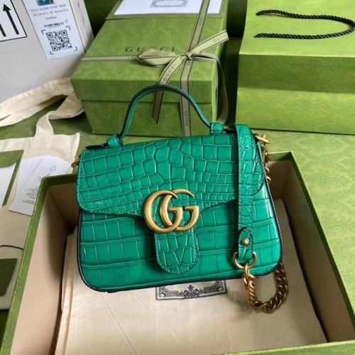Borsa Gucci GG Marmont mini in coccodrillo con manico superiore 547260 verde