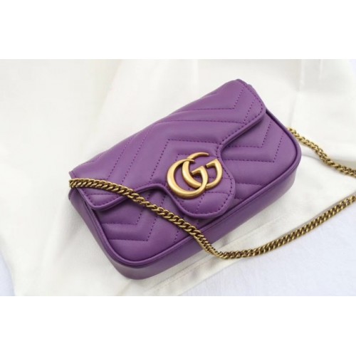 Borsa super mini Gucci GG Marmont in pelle matelasse 476433 viola