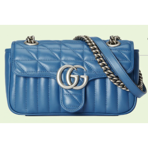 Borsa mini matelasse Gucci GG Marmont 446744 blu