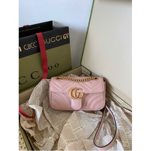 Borsa mini matelasse Gucci GG Marmont 446744 rosa