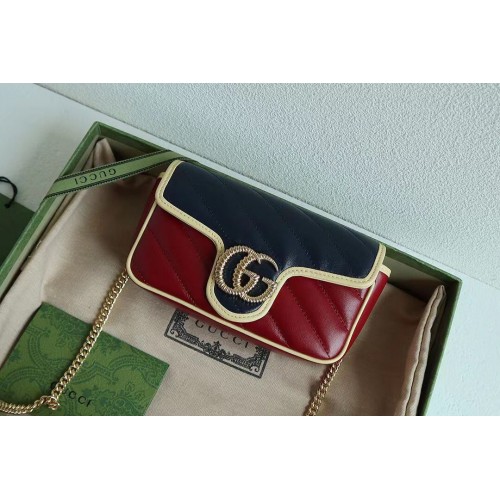 Borsa mini matelasse Gucci GG Marmont 446744 vino&navy
