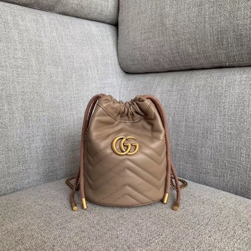 Mini borsa a secchiello Gucci GG Marmont 575163 albicocca