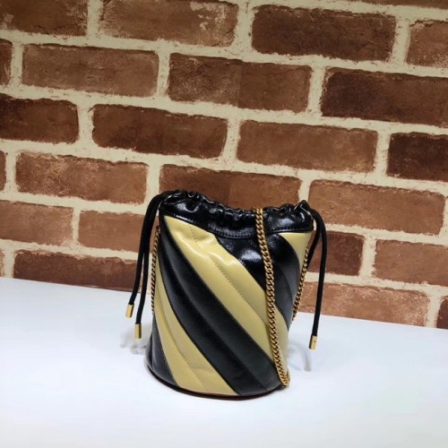 Mini borsa a secchiello Gucci GG Marmont 575163 nero&albicocca
