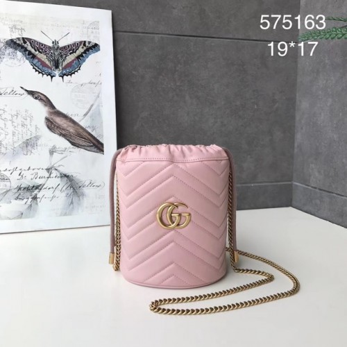 Mini borsa a secchiello Gucci GG Marmont 575163 rosa