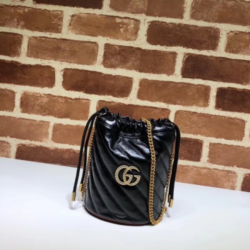 Mini borsa a secchiello Gucci GG Marmont A575163 nera