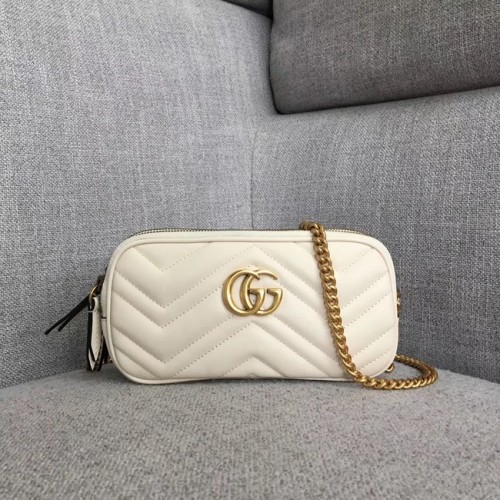 Borsa mini catena Gucci GG Marmont 546581 bianca