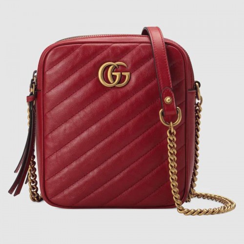 Mini borsa a tracolla Gucci GG Marmont 550155 Rossa