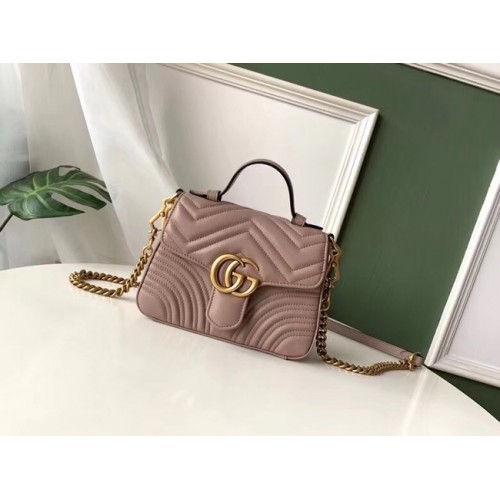 Borsa Gucci GG Marmont mini con manico superiore 547260 Rosa polveroso