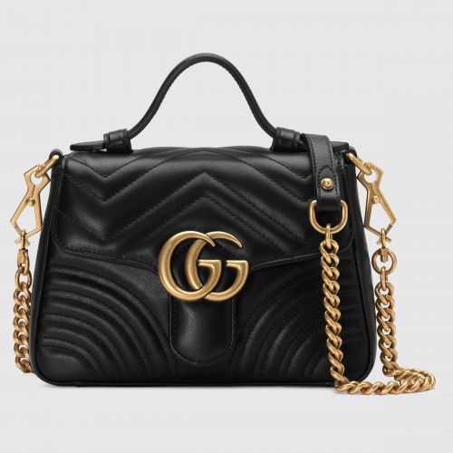 Borsa Gucci GG Marmont mini con manico superiore 547260 nera