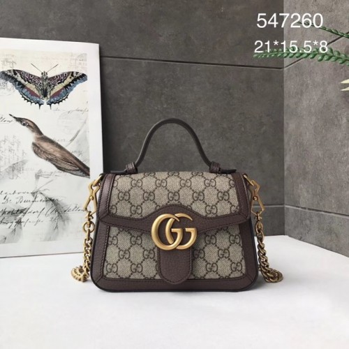 Borsa Gucci GG Marmont mini con manico superiore 547260 marrone