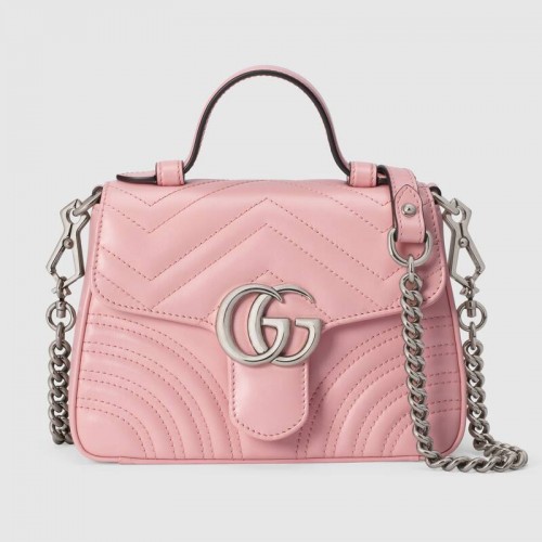 Borsa Gucci GG Marmont mini con manico superiore 547260 rosa