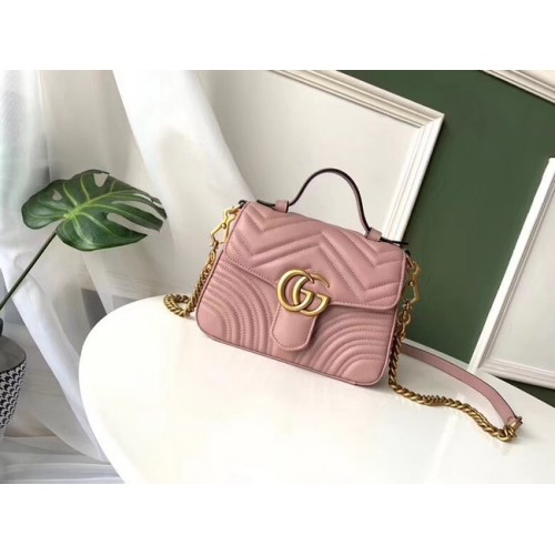 Borsa Gucci GG Marmont mini con manico superiore 547260 rosa