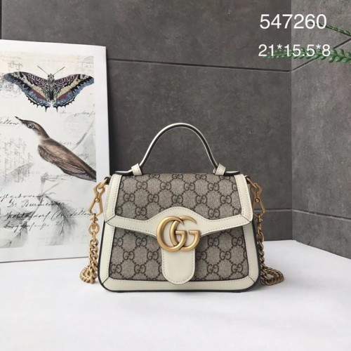 Borsa Gucci GG Marmont mini con manico superiore 547260 bianca