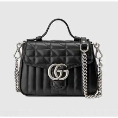 Borsa Gucci GG Marmont mini con manico superiore 583571 nera