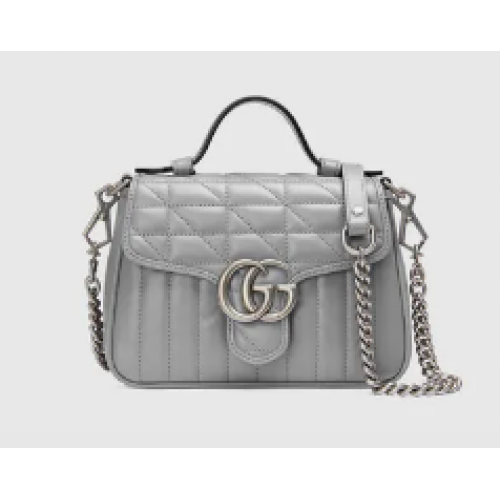 Borsa Gucci GG Marmont mini con manico superiore 583571 grigia