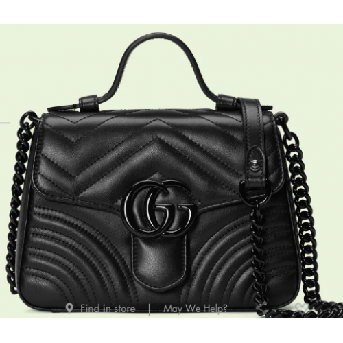 Borsa Gucci GG Marmont mini con manico superiore 702563 nera