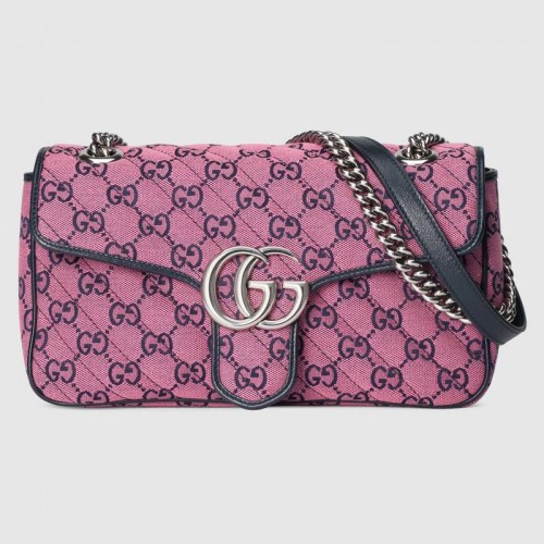 Borsa a tracolla piccola Gucci GG Marmont multicolor 443497 Rosa