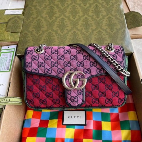 Borsa a tracolla piccola Gucci GG Marmont multicolor 443497 Rosa&verde&gialla&rossa