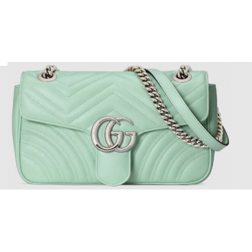 Borsa a tracolla piccola Gucci GG Marmont 443497 Verde chiaro