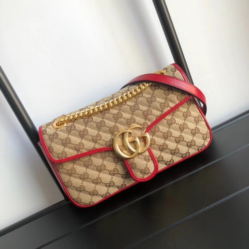 Borsa a tracolla piccola Gucci GG Marmont 443497 rossa