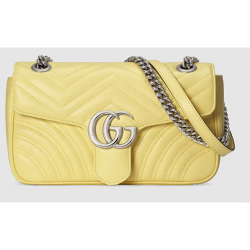 Borsa a tracolla piccola Gucci GG Marmont 443497 gialla