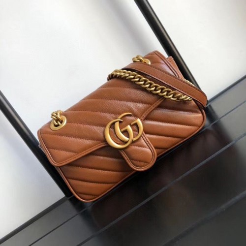Borsa a tracolla piccola Gucci GG Marmont 446744 Marrone
