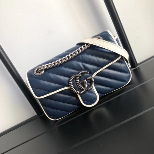 Borsa a tracolla piccola Gucci GG Marmont 446744 Navy