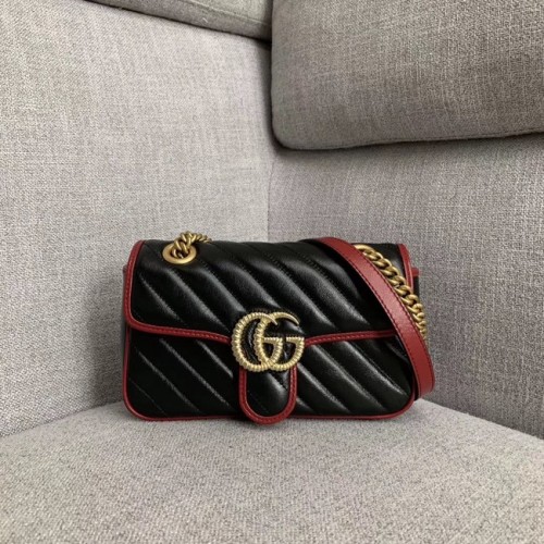 Borsa a tracolla piccola Gucci GG Marmont 446744 nera