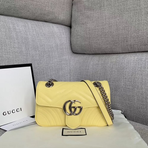 Borsa a tracolla piccola Gucci GG Marmont 446744 gialla