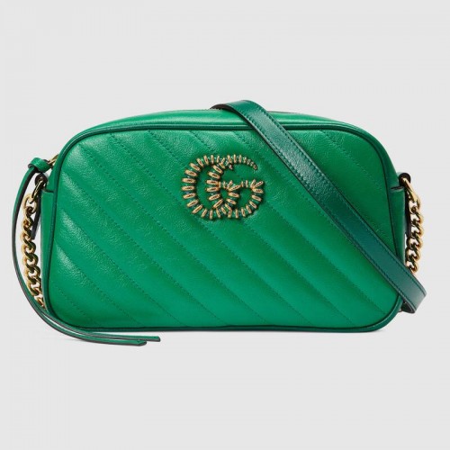 Borsa a tracolla piccola Gucci GG Marmont 447632 Verde brillante