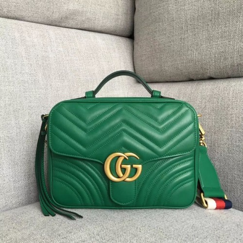 Borsa a tracolla piccola Gucci GG Marmont 498100 verde