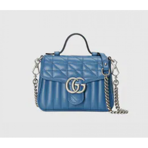 Borsa a tracolla piccola Gucci GG Marmont 583571 blu