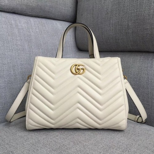 Borsa a mano piccola Gucci GG Marmont 448054 bianca