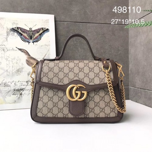 Borsa a mano piccola Gucci GG Marmont 498110 marrone