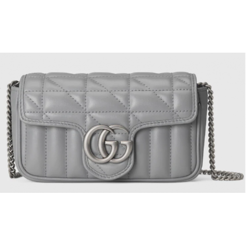 Borsa super mini Gucci GG Marmont 476433 Grigio