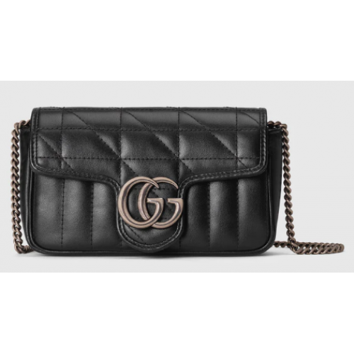 Borsa super mini Gucci GG Marmont 476433 nera