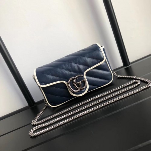 Borsa super mini Gucci GG Marmont 574969 Navy