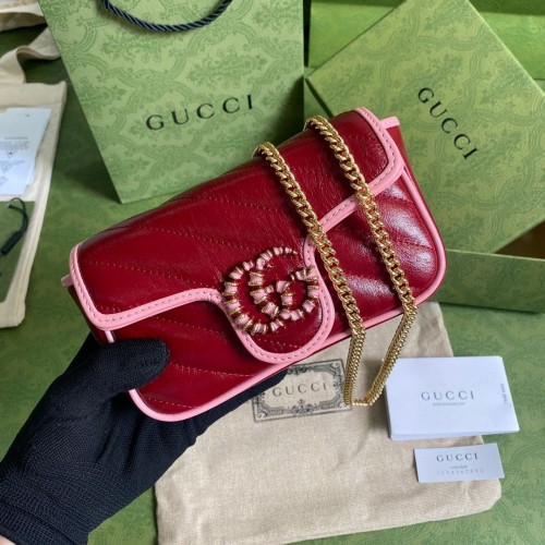 Borsa super mini Gucci GG Marmont 574969 Vino&Pink
