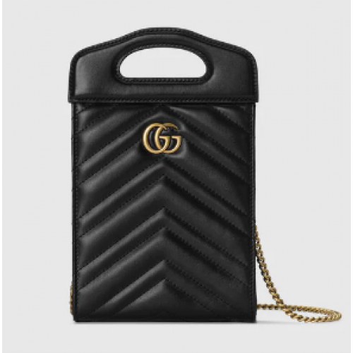 Mini borsa Gucci GG Marmont con manico superiore 699756 nera