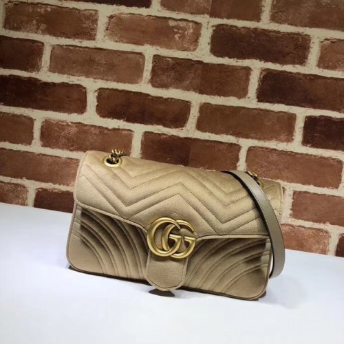 Borsa a tracolla media in velluto Gucci GG Marmont 443497 Kaki
