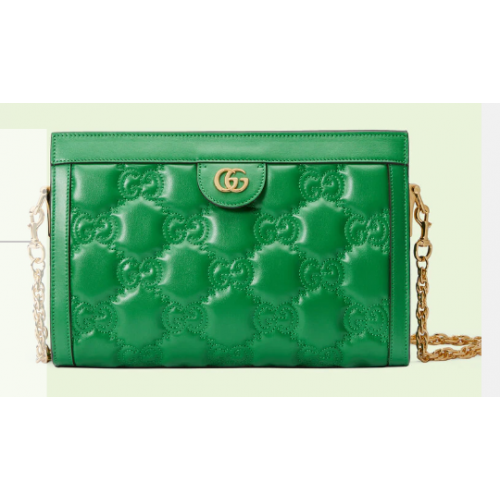Borsa a spalla in pelle Gucci GG Matelasse 702200 Verde brillante